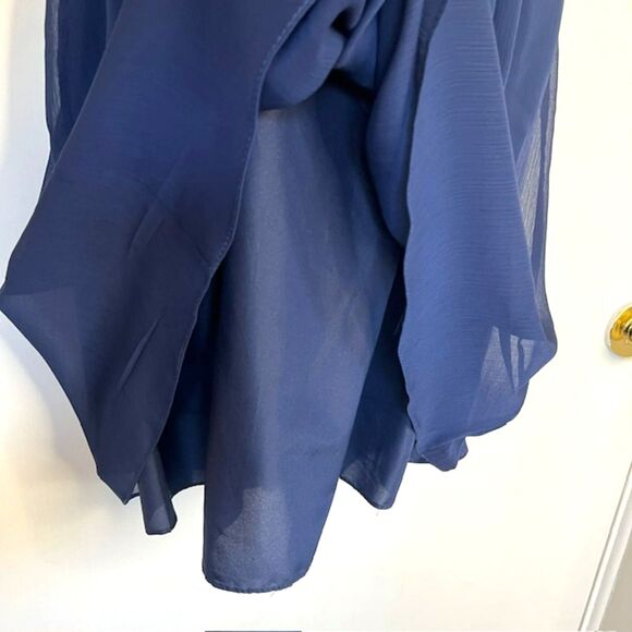 NWOT DAVIDS BRIDAL MARINE BLUE CHIFFON BRIDESMAID DRESS SIZE 10 W11082 - Picture 9 of 13